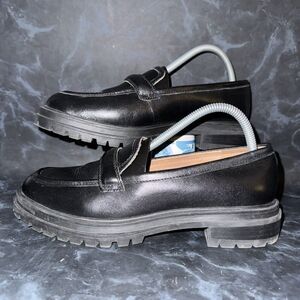 Madewell The Bradley Lugsole Loafer Shoe Black Leather Platform Women Size 9